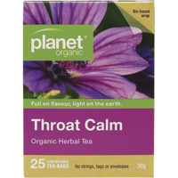 Planet Organic Throat Calm Herbal Tea 25 Tea Bags