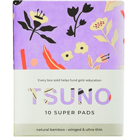 Tsuno Natural Bamboo Super Pads Winged & Ultra Thin Box of 10